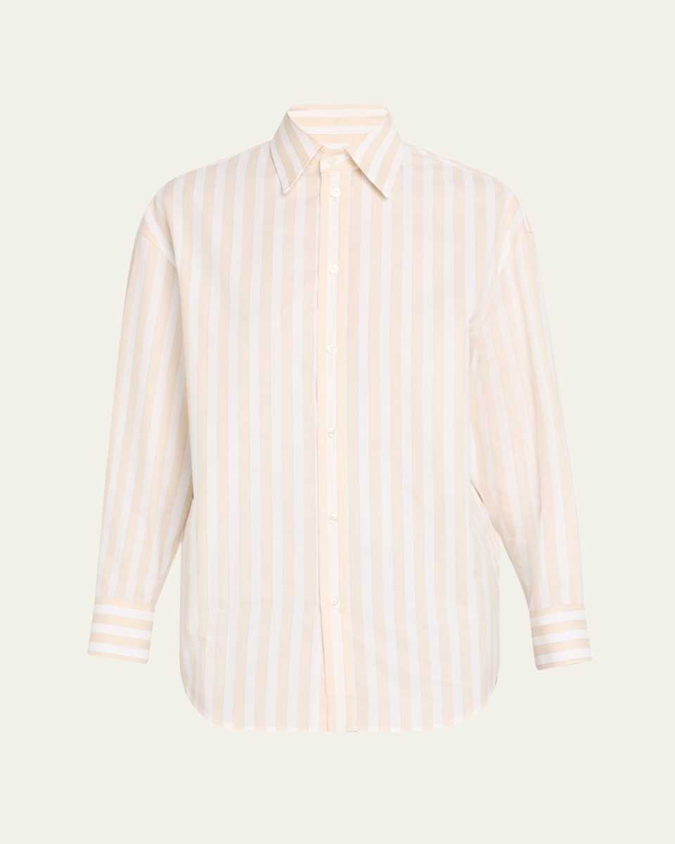 Long-Sleeve Stripe Button-Down Blouse